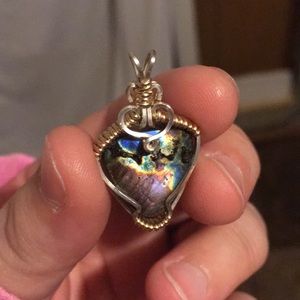 Silver and gold labradorite Spectrolite pendant